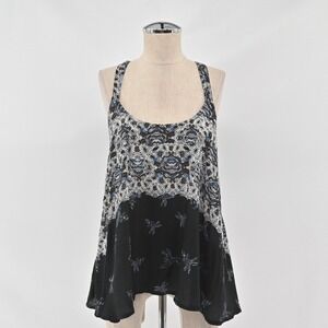 Free People Top Womens Size S Intimately Boho Floral Print Criss Cross Back Tank
